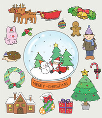 Various Christmas clip art character illustrations