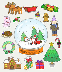 Various Christmas clip art character illustrations