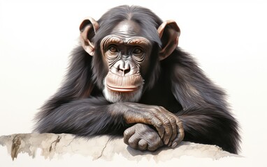 Chimpanzee On Transparent Background.