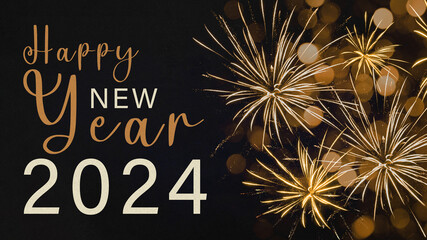 HAPPY NEW YEAR 2024 - Festive silvester New Year's Eve Sylvester Party concept background greeting...