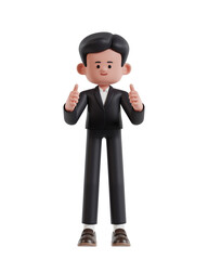 3d Illustration of Cartoon businesswoman give double thumbs up