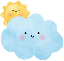 Cute cloud and sun