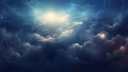 a sky background and stars as well as a sun light, space night sky with cloud and star, abstract background
