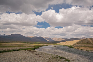 landscape with mountains and clouds