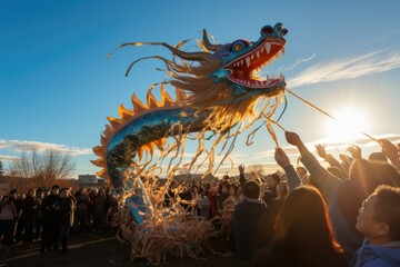 dragon dance performance during Chinese New year