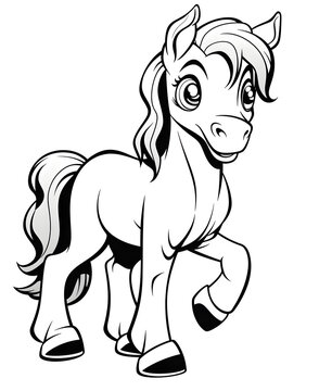 horse cartoon page, horse, animal, illustration, Ai generated 