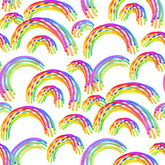 Abstract seamless pattern with watercolor drawing in doodle style. Drawing watercolor and ink.