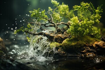Picture of water splashing on a tree