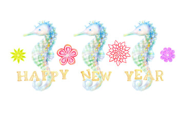 辰年　年賀状　手描き