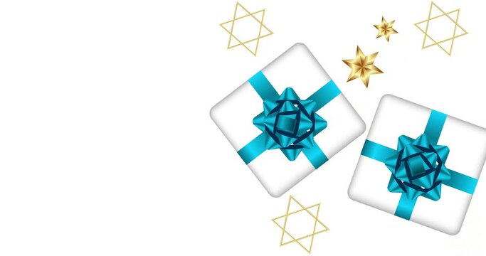 Happy Hanukkah and Jewish holiday Hanukkah. Chanukah candlestick and star of David. Animation 4k