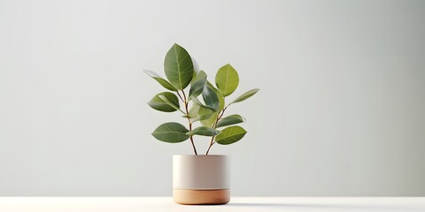 A potted plant on a pure white background with nothing but plants - obrazy, fototapety, plakaty