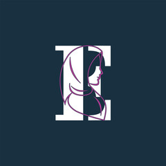 Vector hijab letter logo e design with creative concept