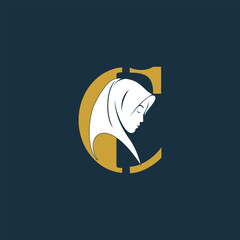 Vector hijab letter logo c design with creative concept