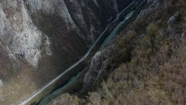 Drone shot of River "Vrbas" Canyon, Bosnia and Herzegovina