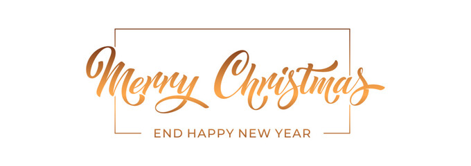 Merry Christmas and Happy New Year hand lettering calligraphy. Vector holiday illustration element.