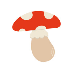 Amanita mushroom in flat style. Vector illustration of fly agaric isolated on white background