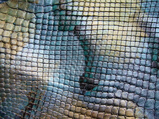 Exotic haberdashery leather, python skin, snake skin. Blue, turquoise leather for accessories....