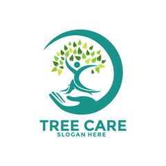 Tree care, save tree logo vector, people tree logo icon template