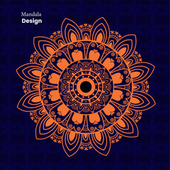 Arabesque style decorative golden mandala dark  blue background. gold luxury mandala design, print for mandala, banner, flyer, poster.