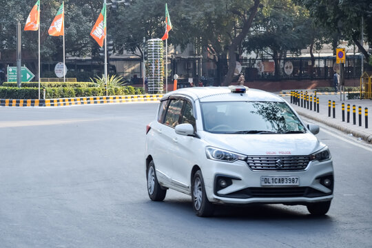 New Delhi, India - January 16 2023 &ndash; Delhi Police personnels during BJP road show, tight security during PM Modi attending a big election rally in the capital