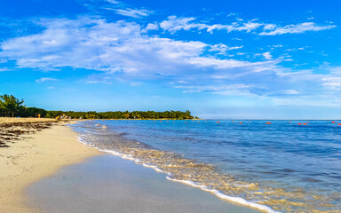 Tropical mexican beach clear turquoise water Playa del Carmen Mexico.