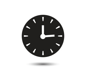 Clock icon in Basic straight flat style. Collection of vector symbol on white background. Vector illustration.