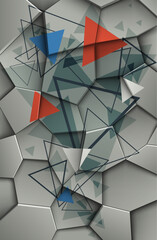3D tiles with geometric patterns. Vector illustration. Sketch for creativity.
