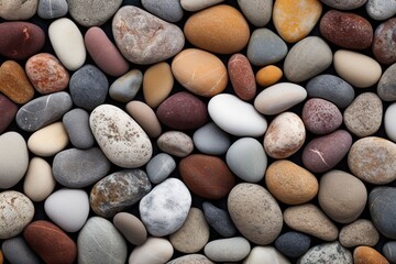Fototapeta na wymiar Nature artistry. Textured stones background and pebbles. Zen garden serenity. Smooth pebbles and round rocks. Beachside treasures. Natural elegance. Patterns in stone