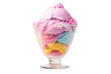 Vibrant Rainbow Sherbet Ice Cream on Transparent Background