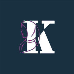 Vector hijab letter logo k design with creative concept