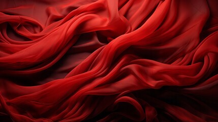 A fiery passion ignites as a scarlet fabric cascades in rich folds, embodying the essence of bold fashion and decadent desire