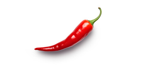 Pure white background, one chili pepper and none, top view