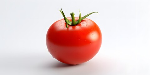 Pure white background, one tomato and nothing else,top view