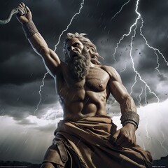 Fototapeta na wymiar Zeus controlling the lightning 