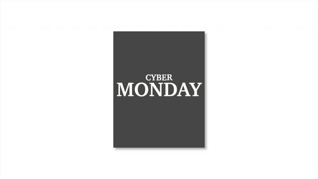 Modern Cyber Monday text in frame on white gradient, motion abstract holidays, minimalism and promo style background