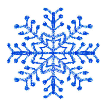 Hand drawn snow flake, hand made art with crayon. Abstract geometric snowflake shape. Png clipart isolated on transparent background