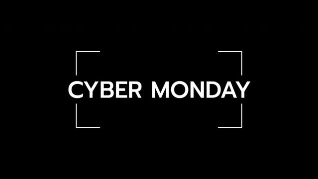 Modern Cyber Monday text in frame on black gradient, motion abstract holidays, minimalism and promo style background