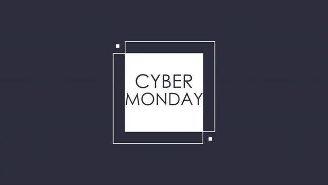 Modern Cyber Monday text in frame on blue gradient, motion abstract holidays, minimalism and promo style background