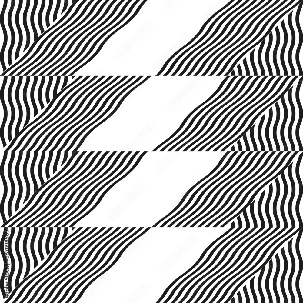 Poster Modern abstract geometric contemporary vector seamless diagonal pattern with simple elements and shapes. Graphic black and white minimalist background.