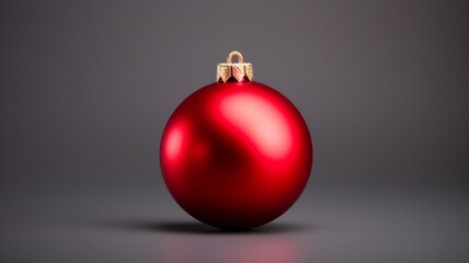 Singular Festive Decor: Isolated Red Ornament Sphere for Christmas Celebration