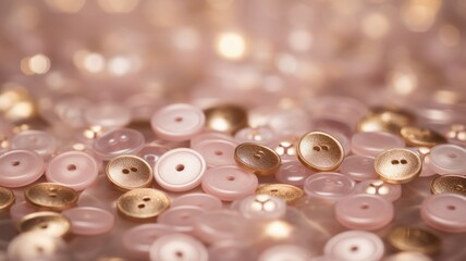 Sparkling Christmas Button Lights on Abstract Pink and Beige Backdrop: Elegant and Festive Design...