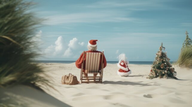Santa Claus Takes a Beach Break: Christmas in July on a Sandy Shoreline