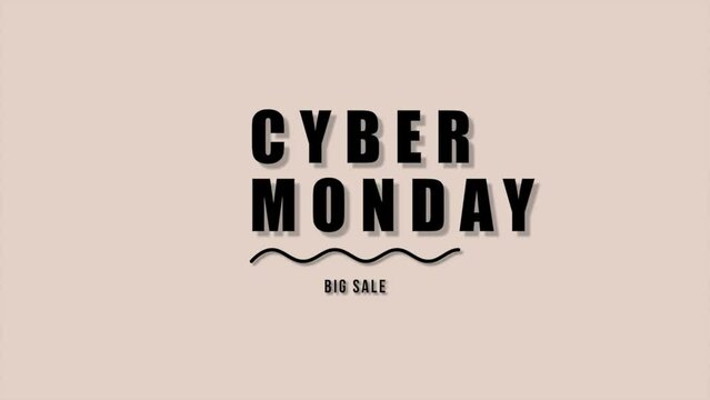 Cyber Monday and Big Sale text with waves pattern on brown gradient, motion abstract holidays, minimalism and promo style background