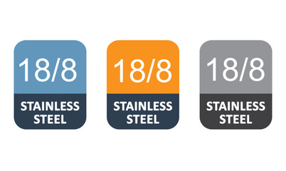 18/8 stainless steel, vector, icon, sign, sticker.