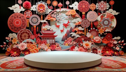 Chinese New Year Festive Display with Podium