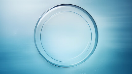 Abstract glass bubble crystal ball on blue background.