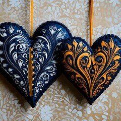 Valentine's card in the form of two hearts