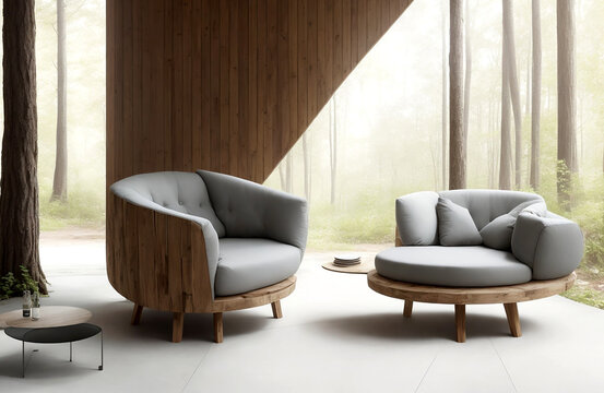 Fabric lounge rustic minimalist home autogenous architecture of avant-garde active room.