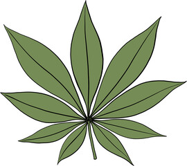 Simplicity cannabis leaf freehand drawing