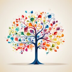abstract tree with colorful leaves